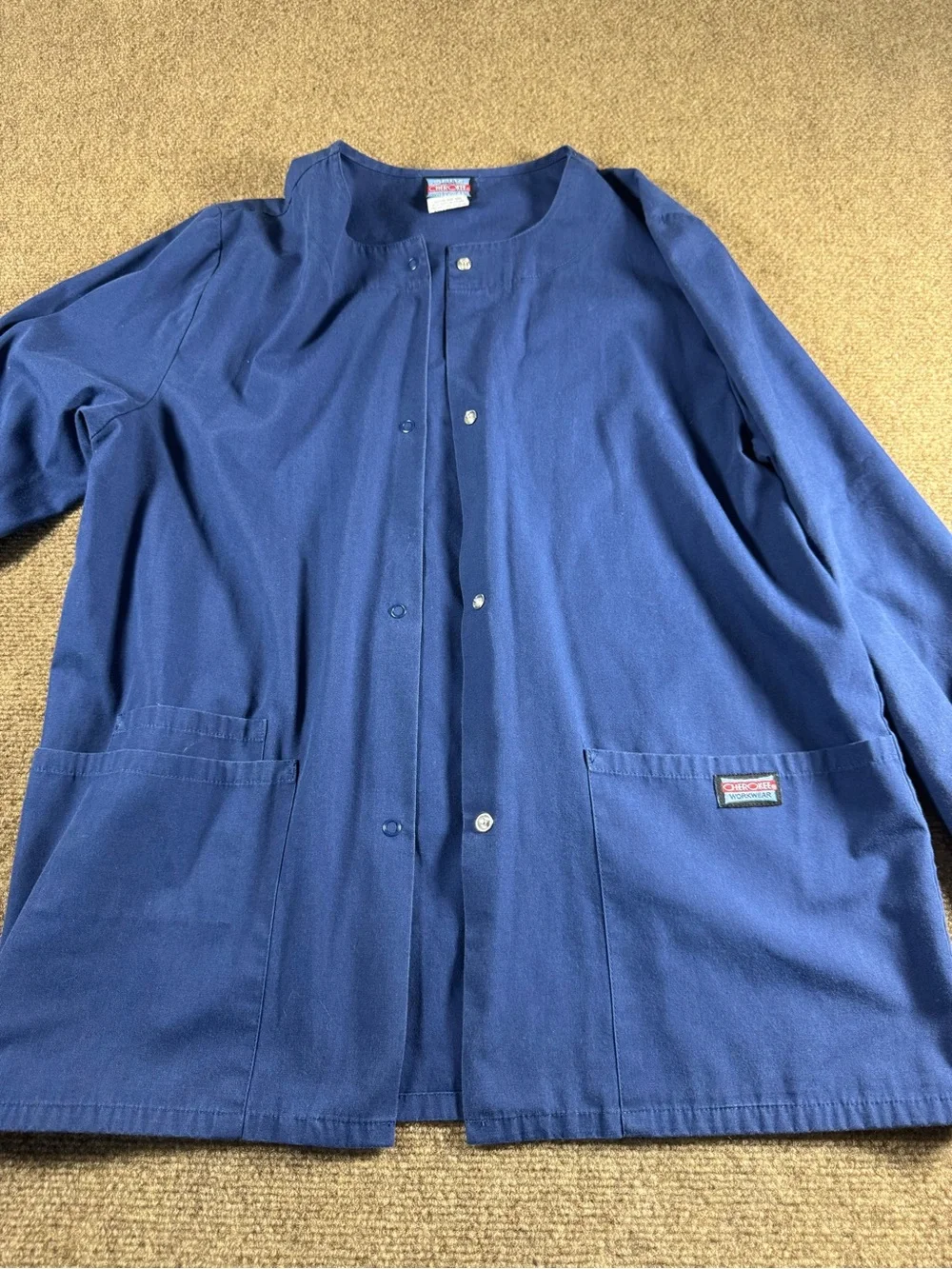 Women’s‎ Scrub Jacket XS Navy Blue Button Snap